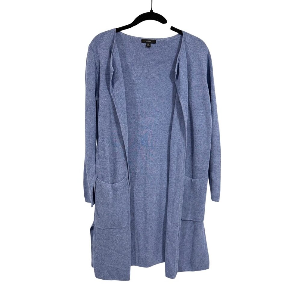 J. Crew Juliette Collarless Sweater-Blazer in Linen Blend Blue‎ Size XS